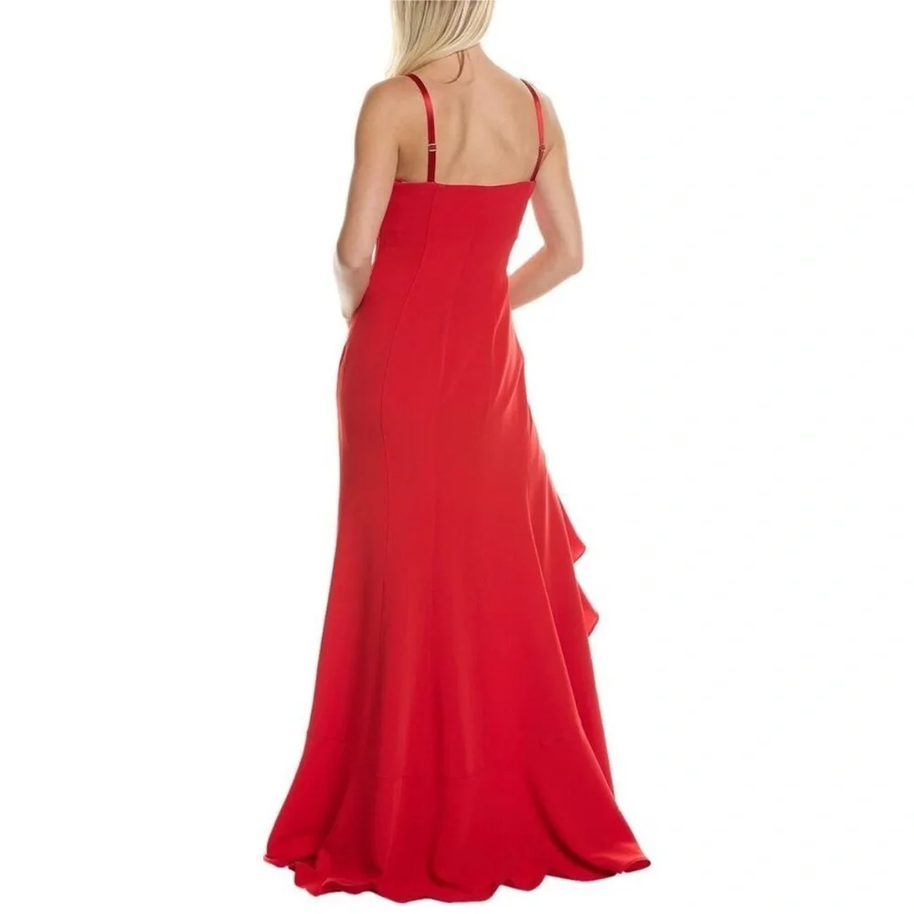 Cinq À Sept Women's Red Dilan Ruffle A Line Gown Ruby Red - Picture 3 of 10